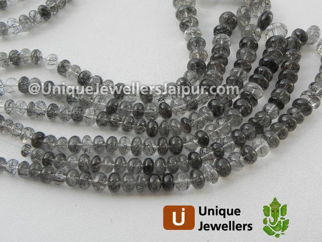 Black Rutail Plain Roundelle Beads